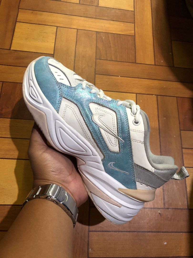 Nike M2K Tekno Iridescent White Blue Platform Shoes 25 cm