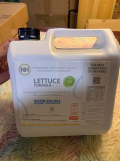 NutrHydro Lettuce Nutrient Solution (4 Liters)  For Hydroponics and potted plants  -2,100 each  2 pcs available