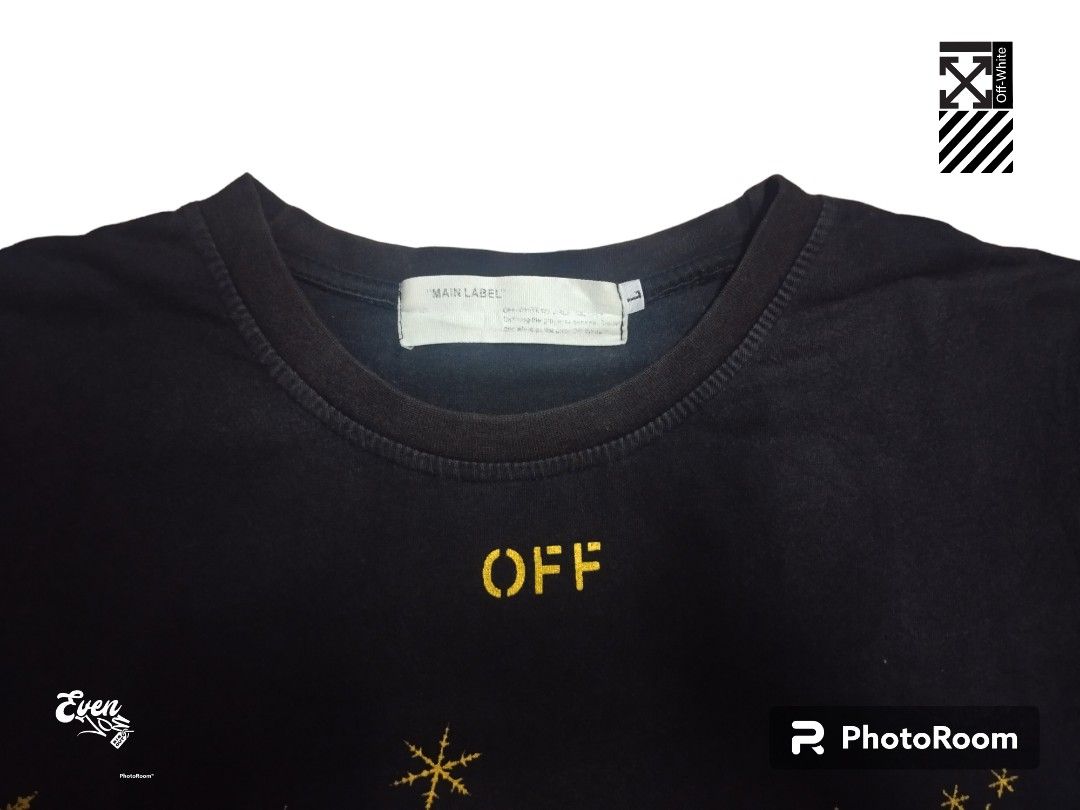 Off White Gold Snowflake Tee off Men s Fashion Tops Sets