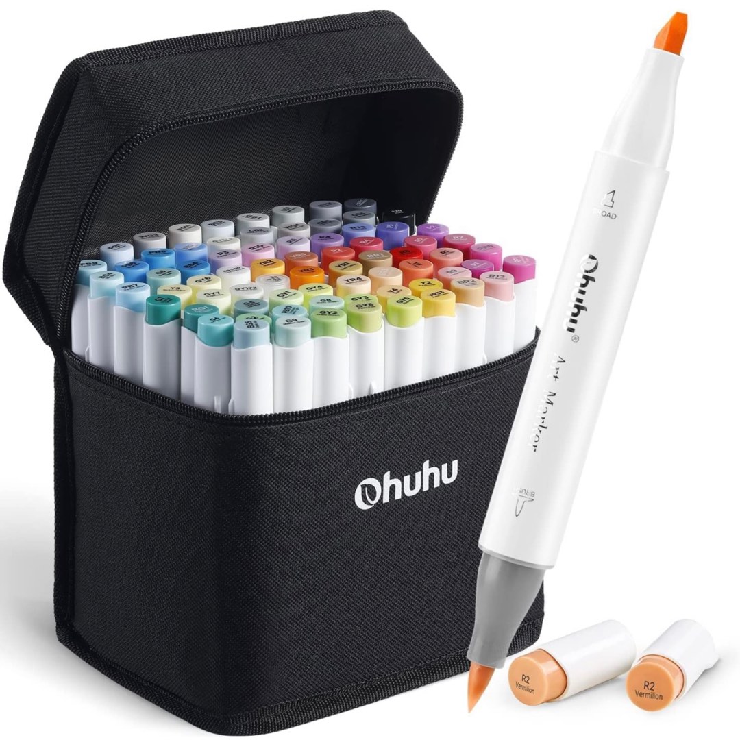 Ohuhu Alcohol Markers (72 Colours), Hobbies & Toys, Stationery & Craft, Craft Supplies & Tools