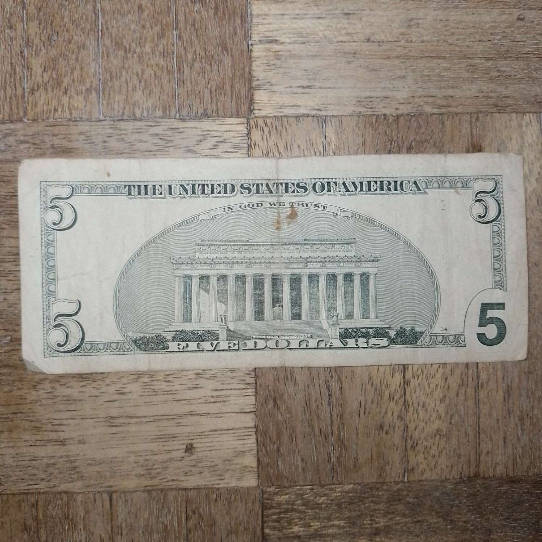 old 5 dollar bill