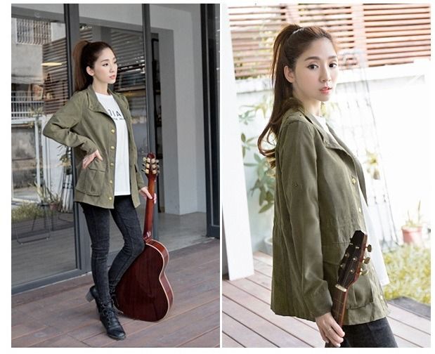Olive green military jacket womens sale
