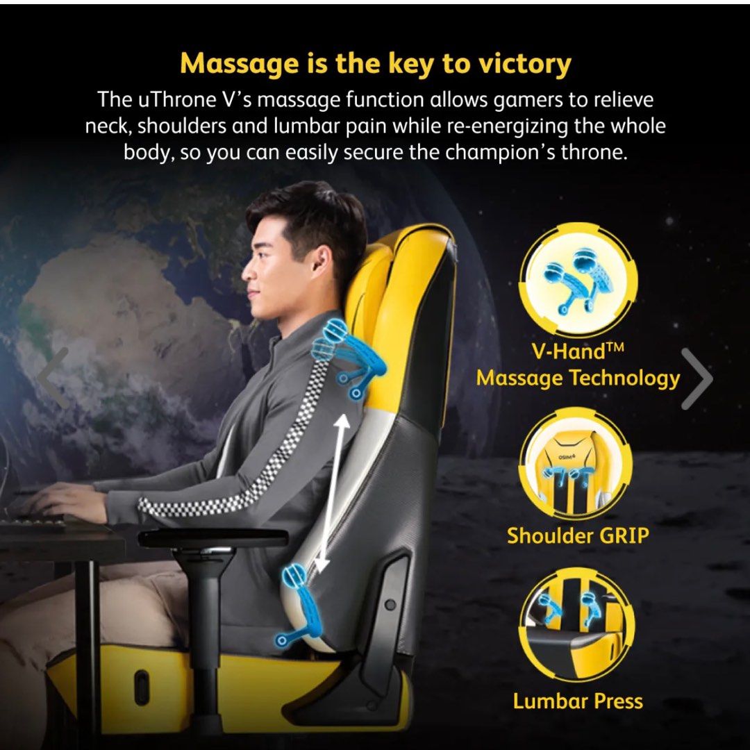OSIM uThrone V Gaming Massage gaming Chair Black, Furniture & Home