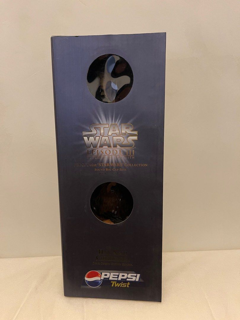 Pepsi Star Wars Cap Set Han Solo Chewbacca (Category: Western Merchandise) located in Manila. Submitted by mudkipz9999 (Listing ID 1236703261, Image 1). Description: Set of two Never taken out of the box. Unsure if sounds still work, never checked. .