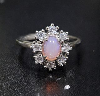Pink Opal Stone Flower Design Ring