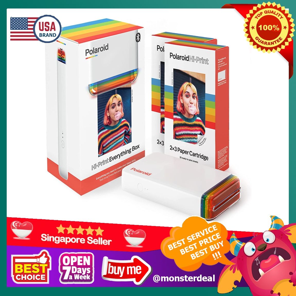Polaroid Hi-Print 2x3 Pocket Photo Printer and Paper Bundle