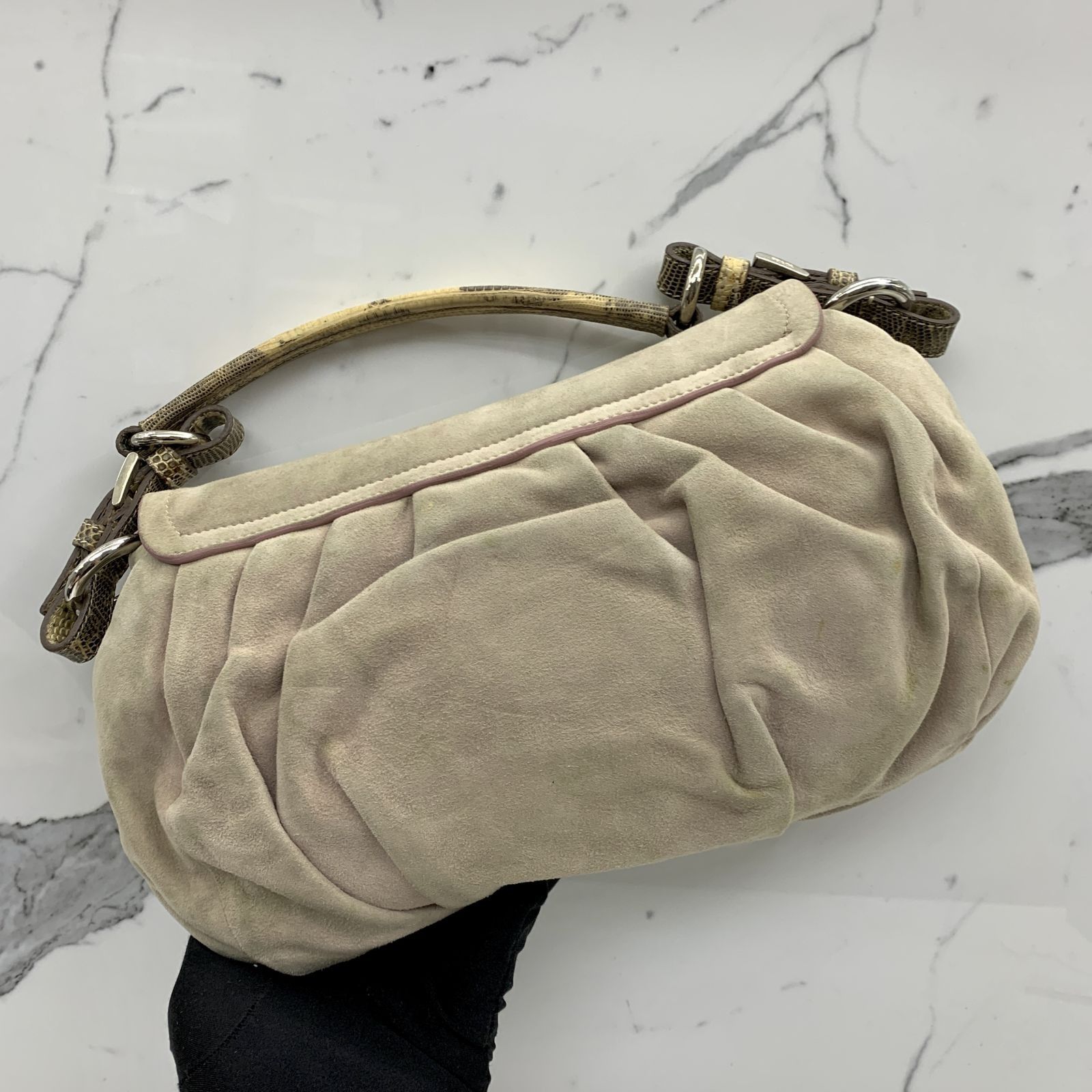 PRADA BR2759 BEIGE SUEDE ONE SHOULDER BAG 237015861 WE, Luxury 