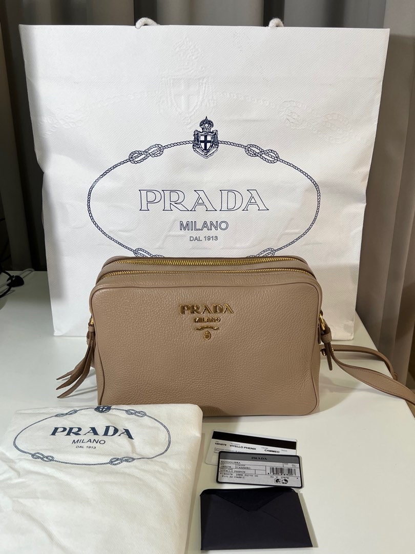 Prada Double Zip Camera Bag Vitello Phenix Medium at 1stDibs