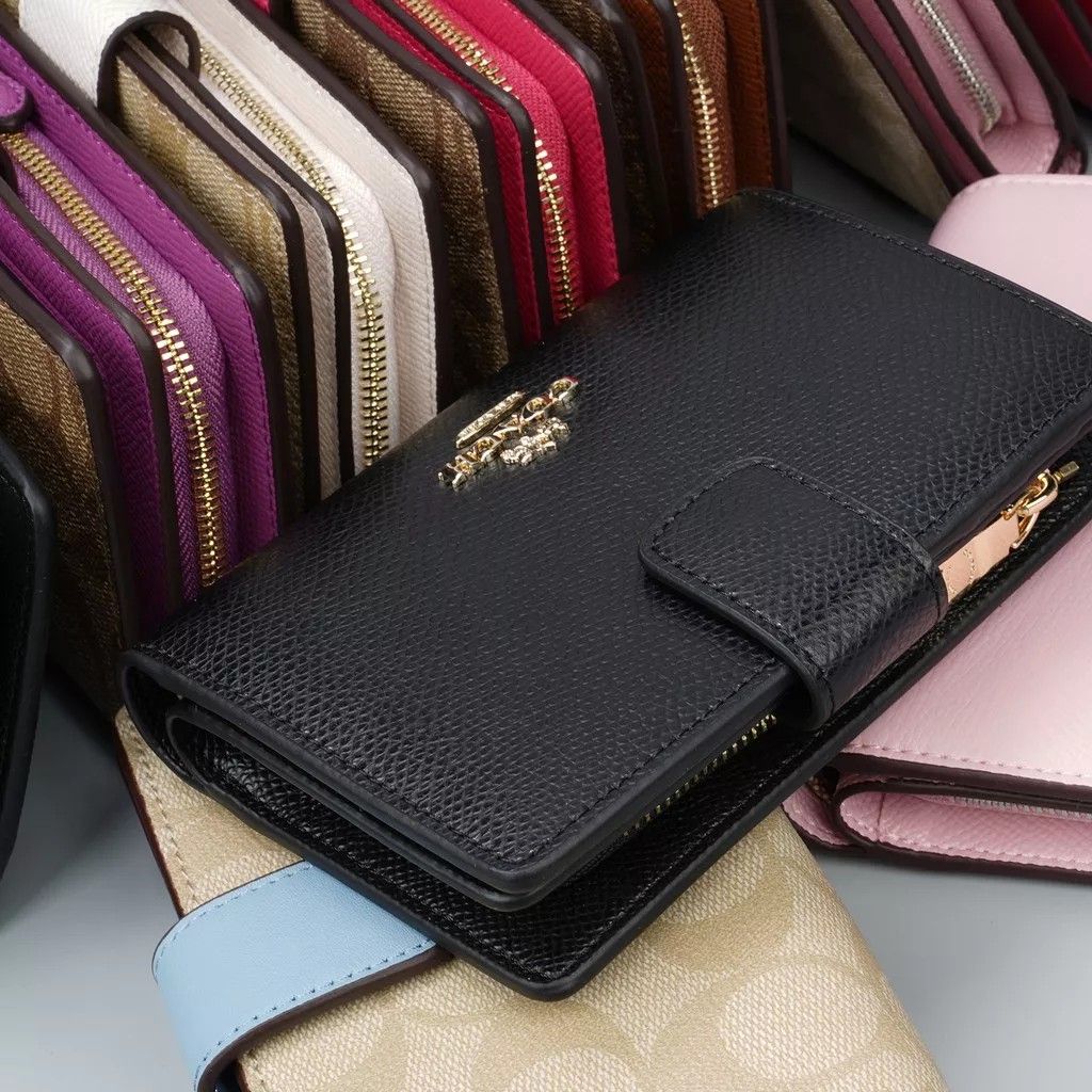 COACH Small Trifold Wallet In Blocked Signature Coated Canvas - Walmart.com