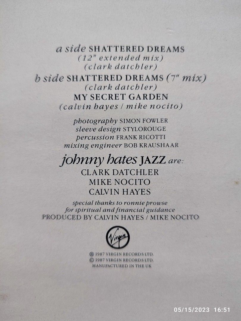Shattered Dreams - Johnny Hates Jazz 12