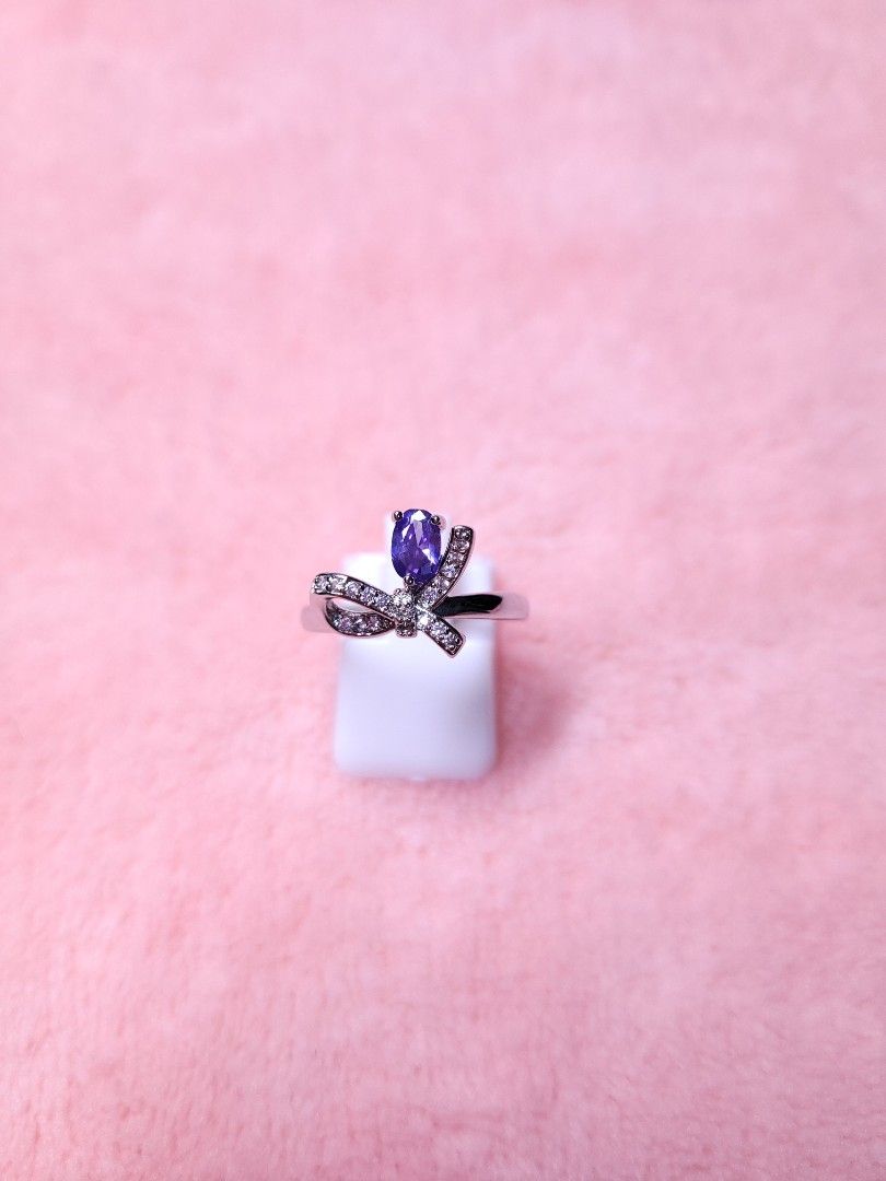 Purple flower moissanite ring Women s Fashion Jewelry
