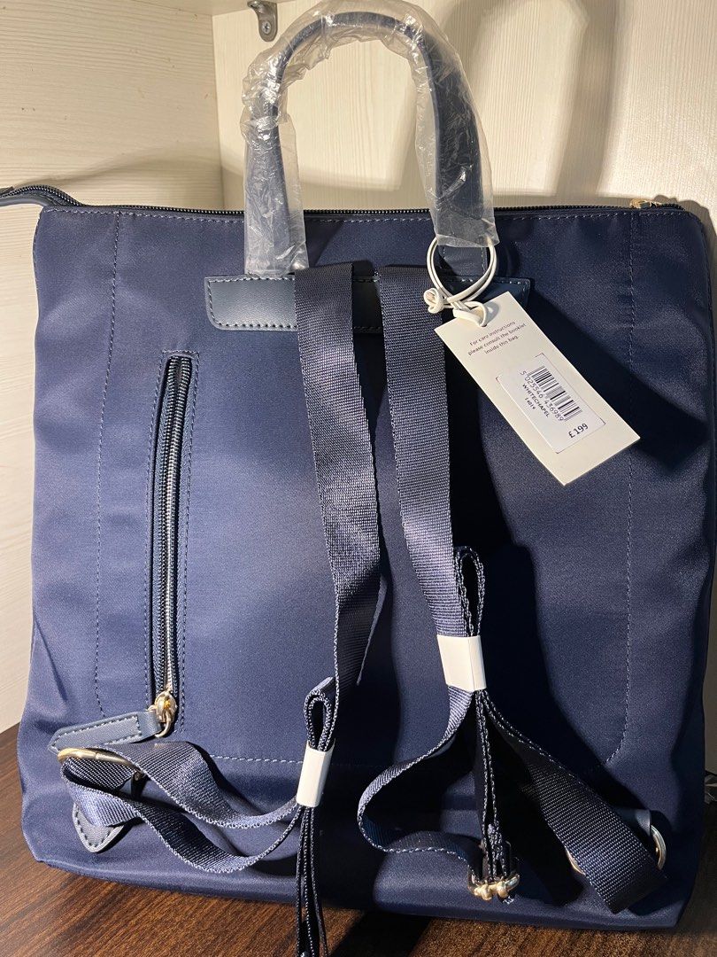 Radley Pocket Essentials Medium Backpack Zip Top Bag Navy, Fesyen