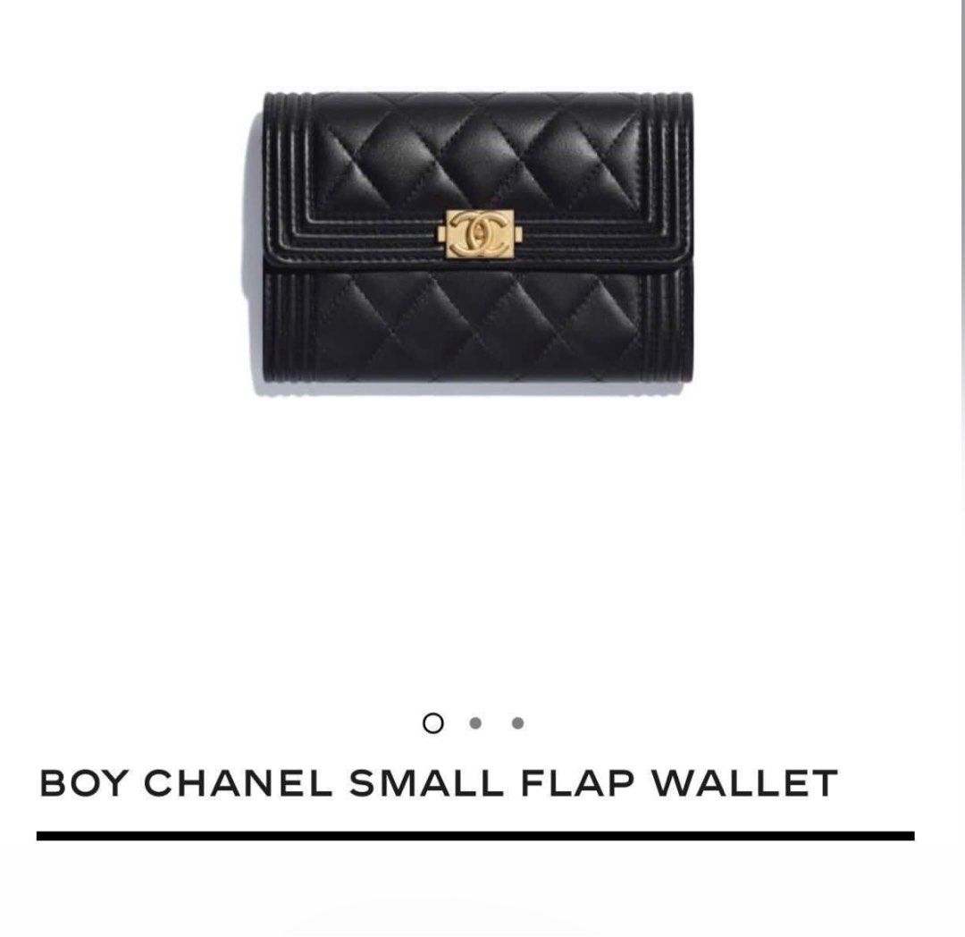 RARE Chanel Boy Medium Wallet in Black Caviar, Luxury, Bags