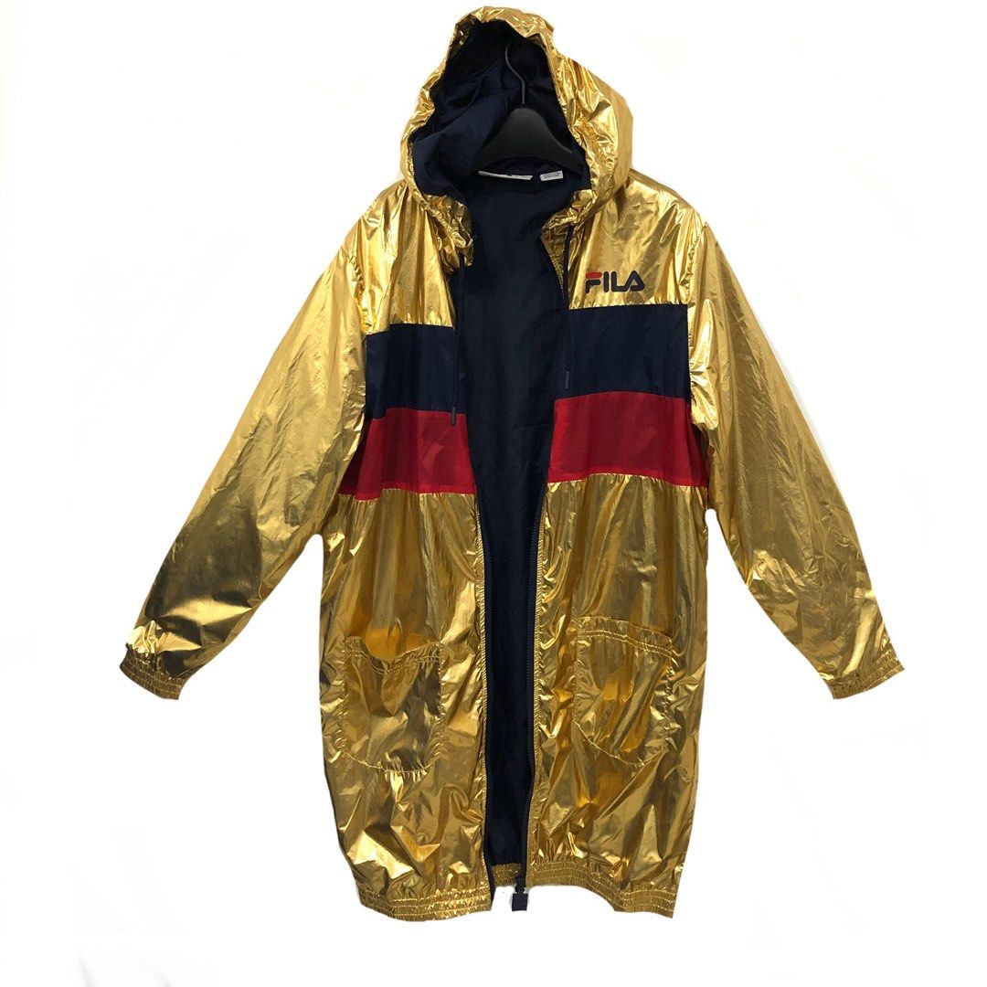 Metallic gold fila jacket sales