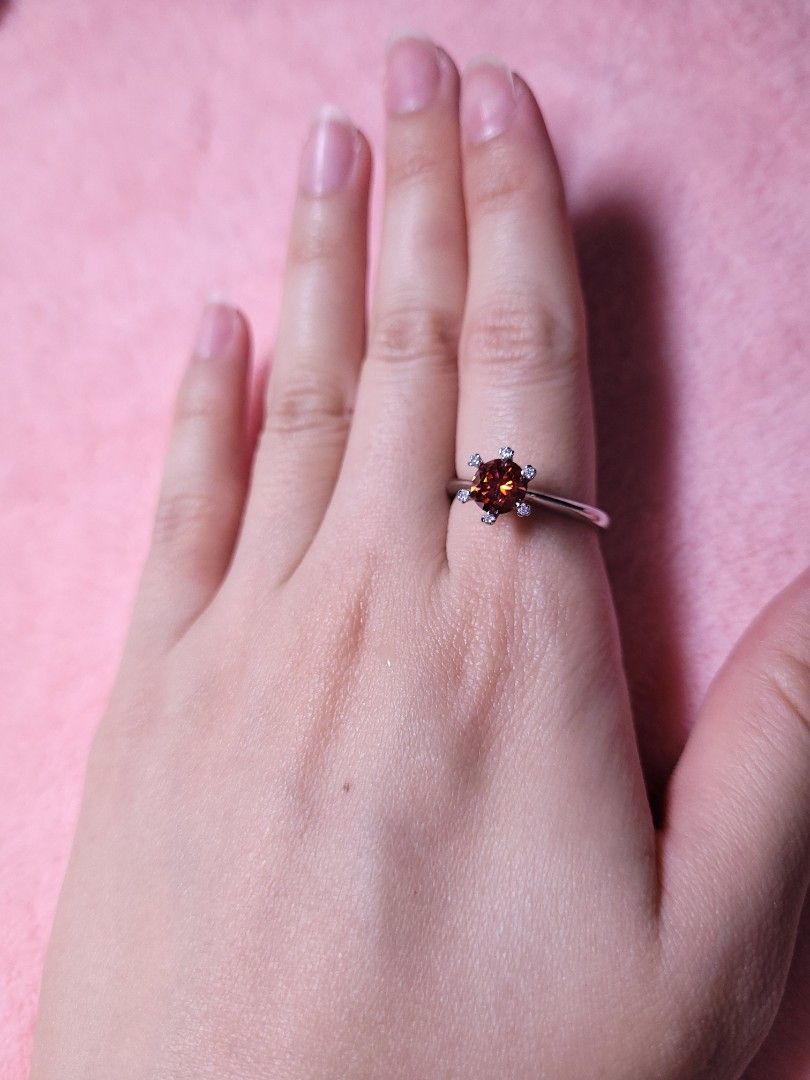 Maroon Red 1ct moissanite ring Women s Fashion Jewelry