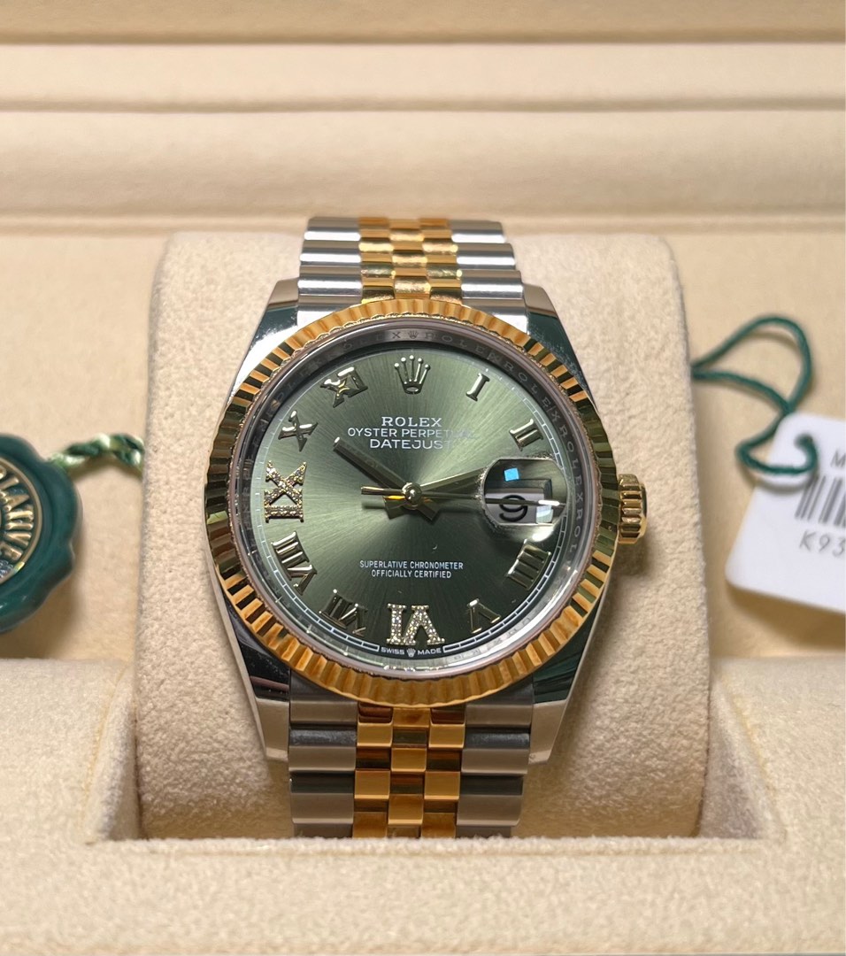 Rolex Datejust 126233 Green Roman Numerals w Diamonds, Luxury, Watches ...