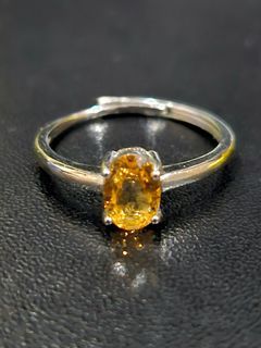 S925 Golden Yellow Citrine Stone Ring
