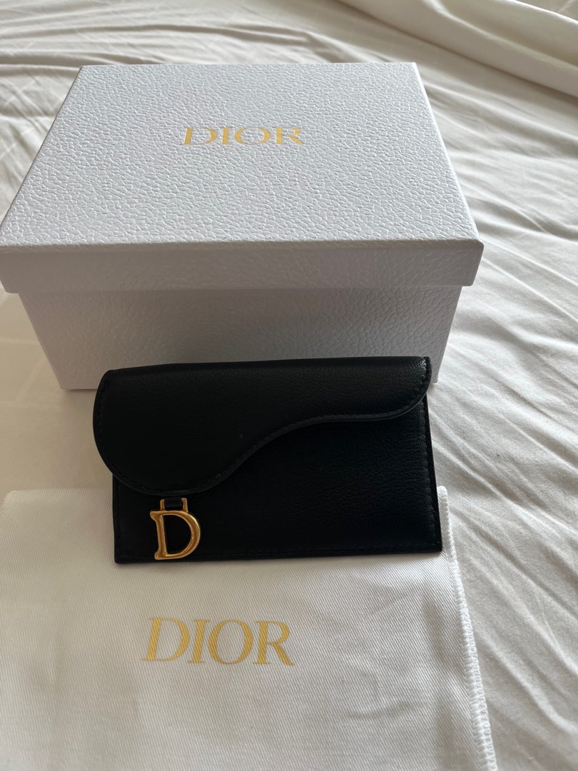 Saddle Flap Compact Zipped Card Holder Gray Dior Oblique Jacquard