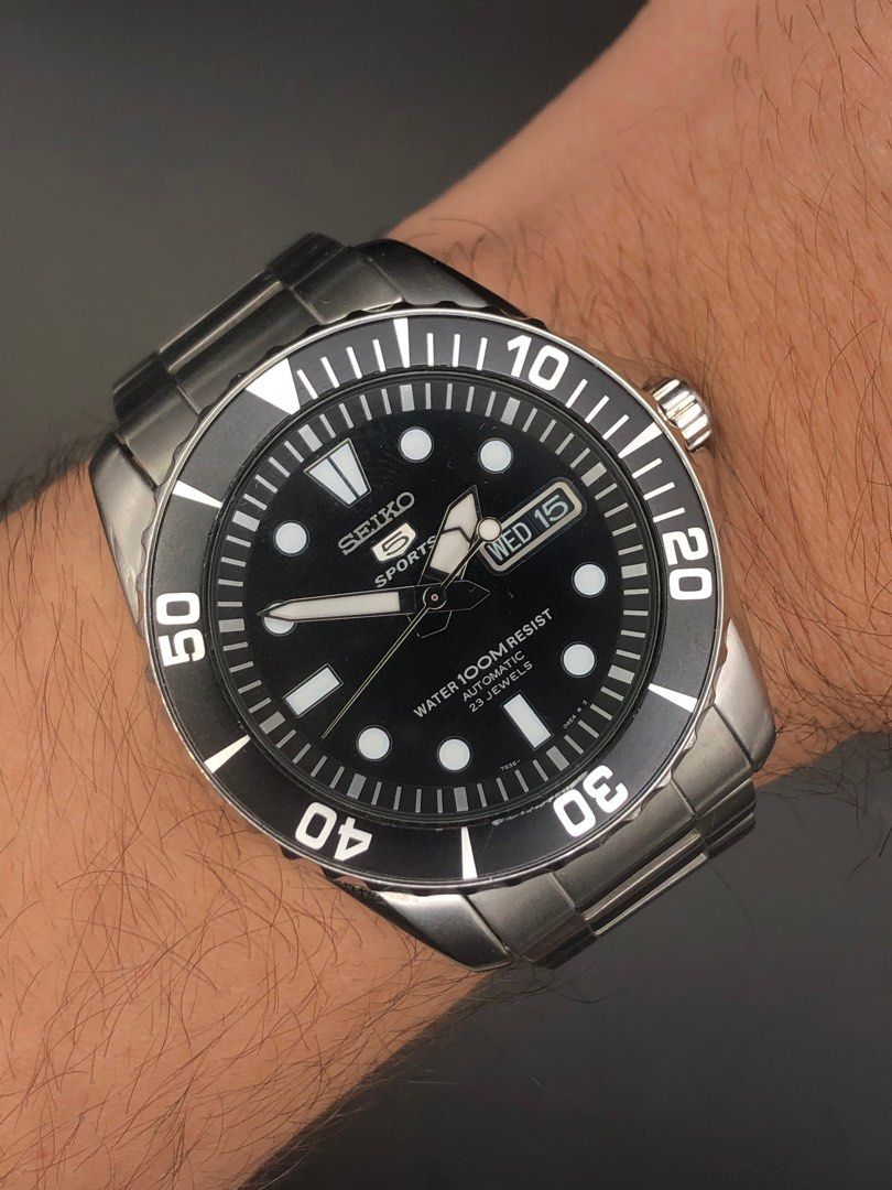 Seiko 5 automatic black dial 2025 stainless steel men's watch snzf17