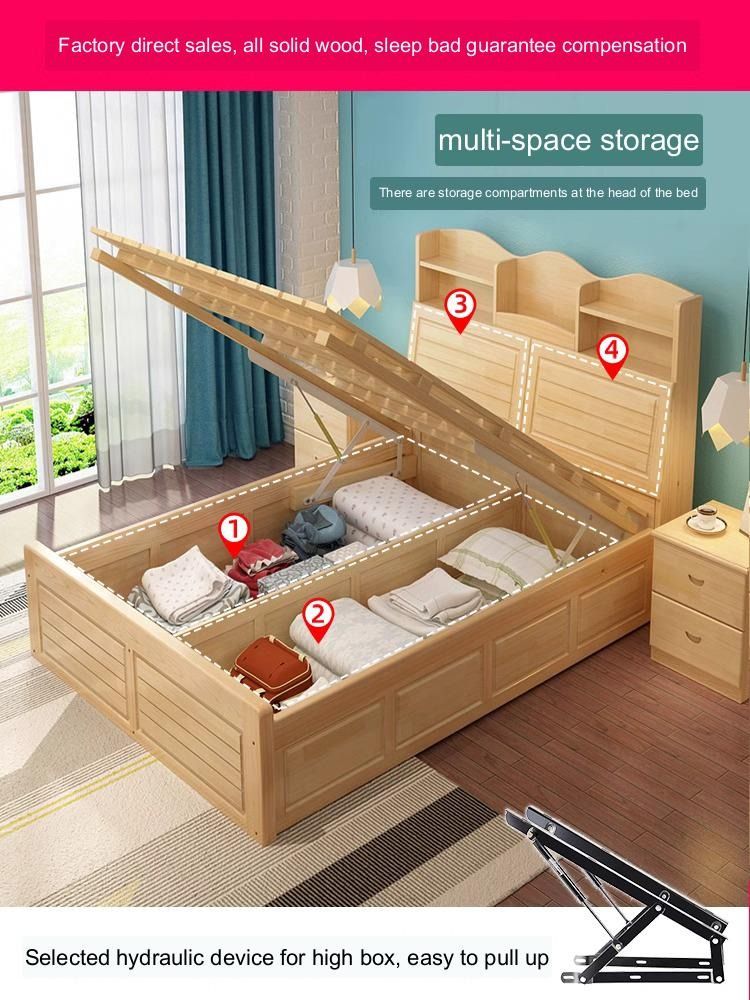 Solid wood sale hydraulic storage bed