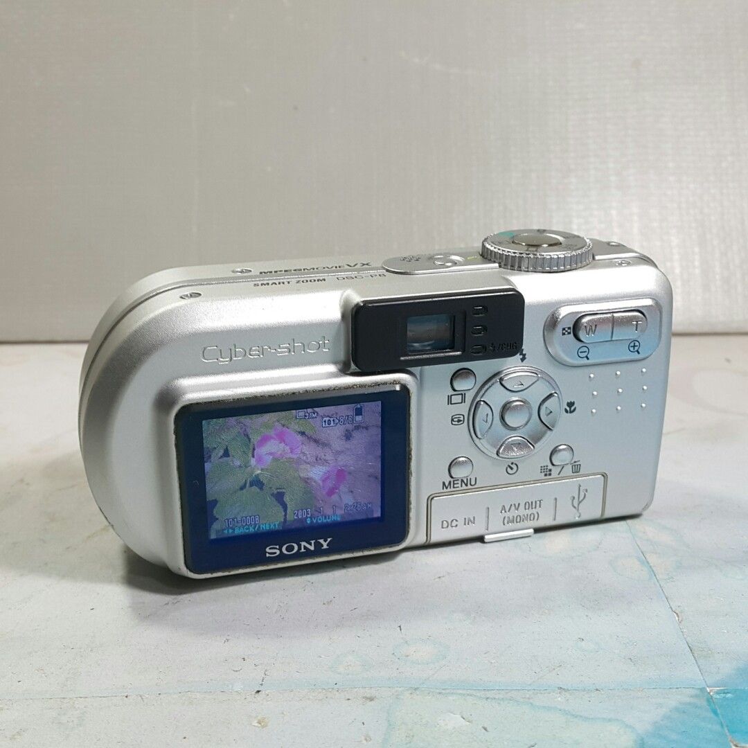 Sony Cybershot DSC P8 Digicam (Category: Cameras) located in Paranaque City. Submitted by vintagepopsicle (Listing ID 1236661916, Image 2). Description: - CCD Sensor in a cute camera for nice vintage vibes - Date and Time Stamps Selectable - Art and Color Effects - Sample photos pls browse above Sony Cybershot DSC P8 in excellent working and tested condition. There is a usual slight screen burn common to digicams this age but still ok as can be s