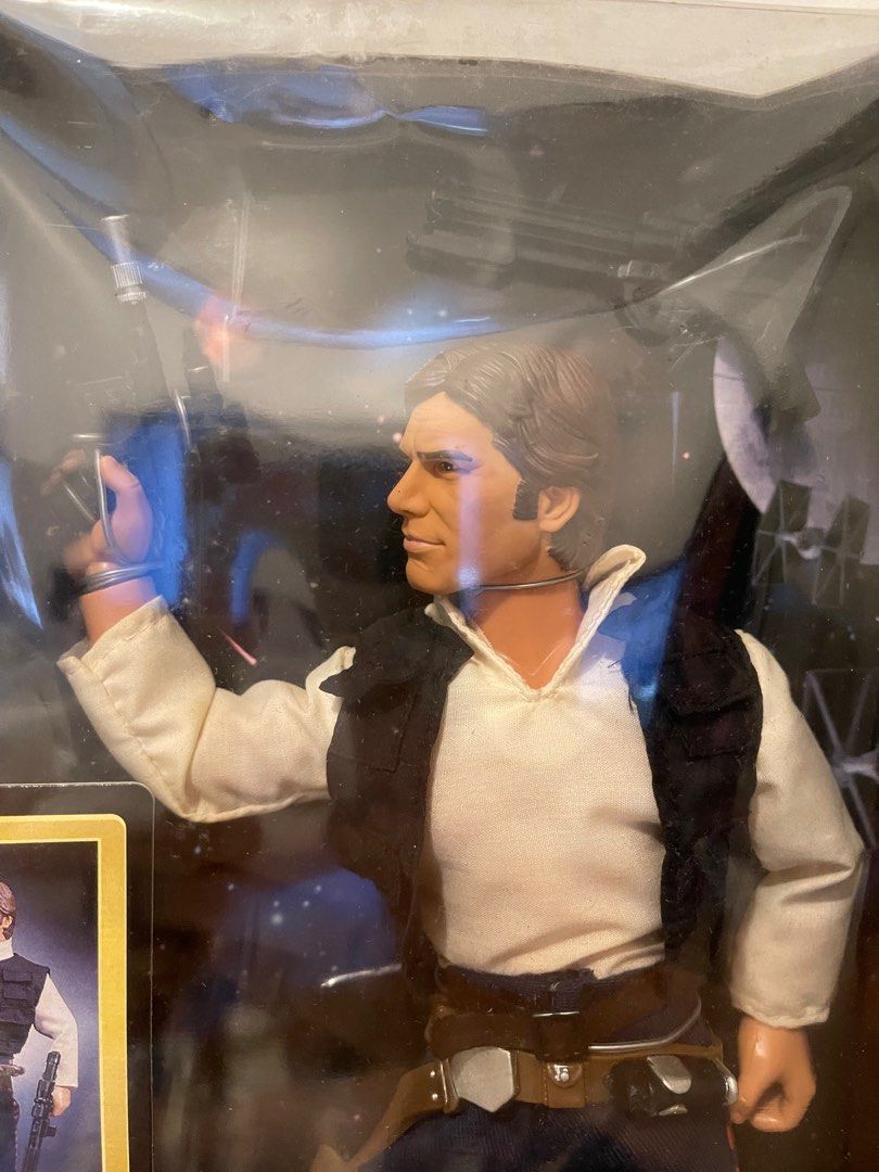 Star Wars Han Solo with Quick Draw Action Figure (Category: Figurines & Statues) located in Manila. Submitted by mudkipz9999 (Listing ID 1236761133, Image 2). Description: 12” 1/6 scale MISB Box is sealed in plastic for extra protection.