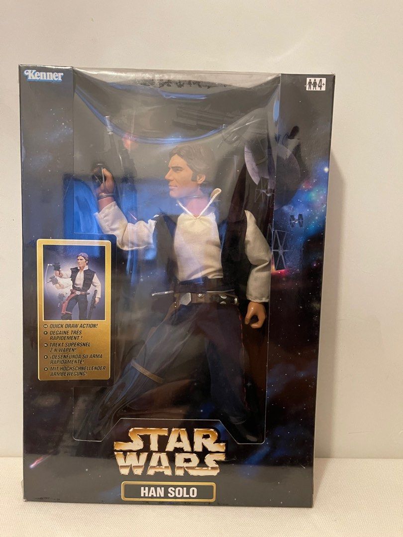Star Wars Han Solo with Quick Draw Action Figure (Category: Figurines & Statues) located in Manila. Submitted by mudkipz9999 (Listing ID 1236761133, Image 1). Description: 12” 1/6 scale MISB Box is sealed in plastic for extra protection.