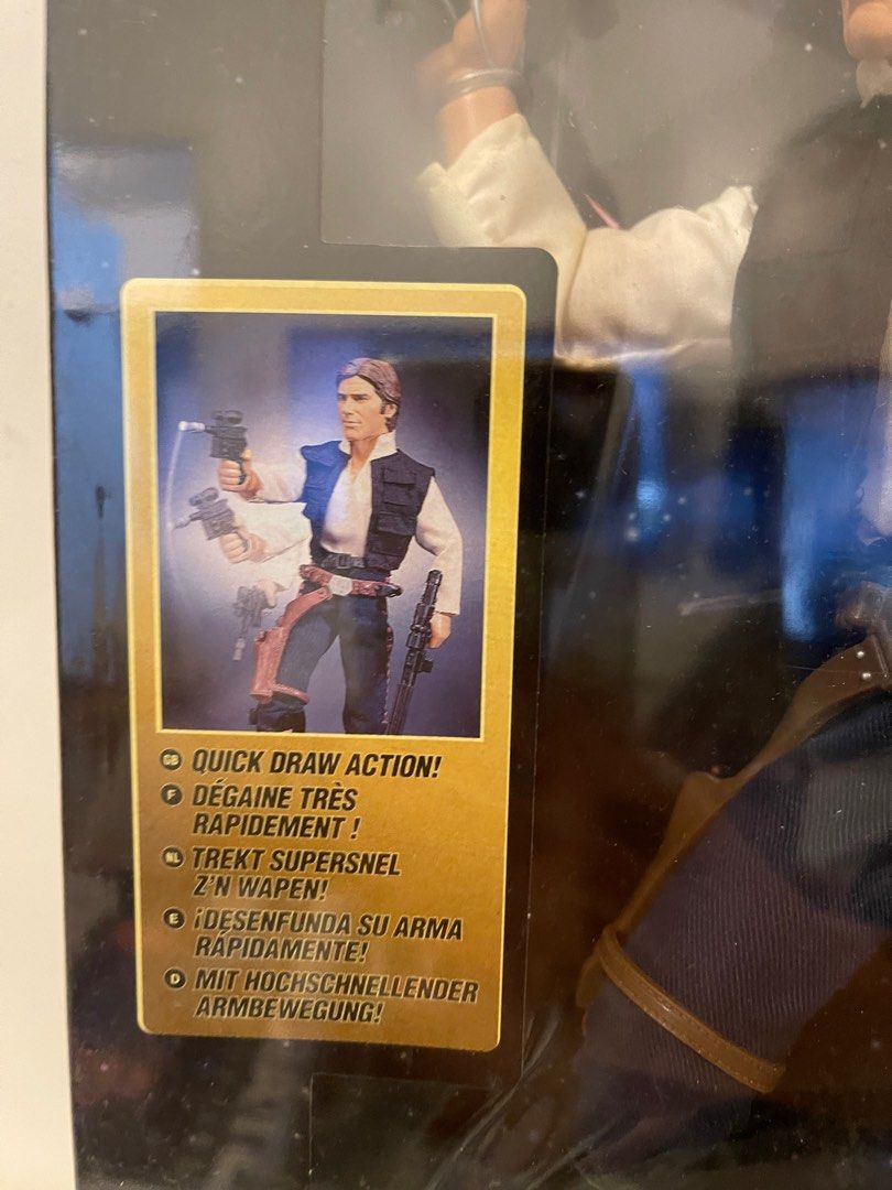 Star Wars Han Solo with Quick Draw Action Figure (Category: Figurines & Statues) located in Manila. Submitted by mudkipz9999 (Listing ID 1236761133, Image 3). Description: 12” 1/6 scale MISB Box is sealed in plastic for extra protection.