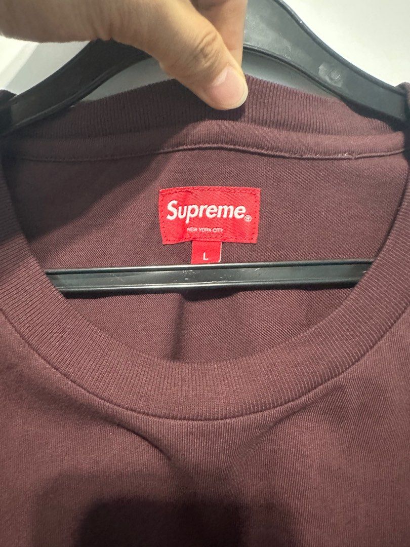 Supreme burgundy box logo tee discount