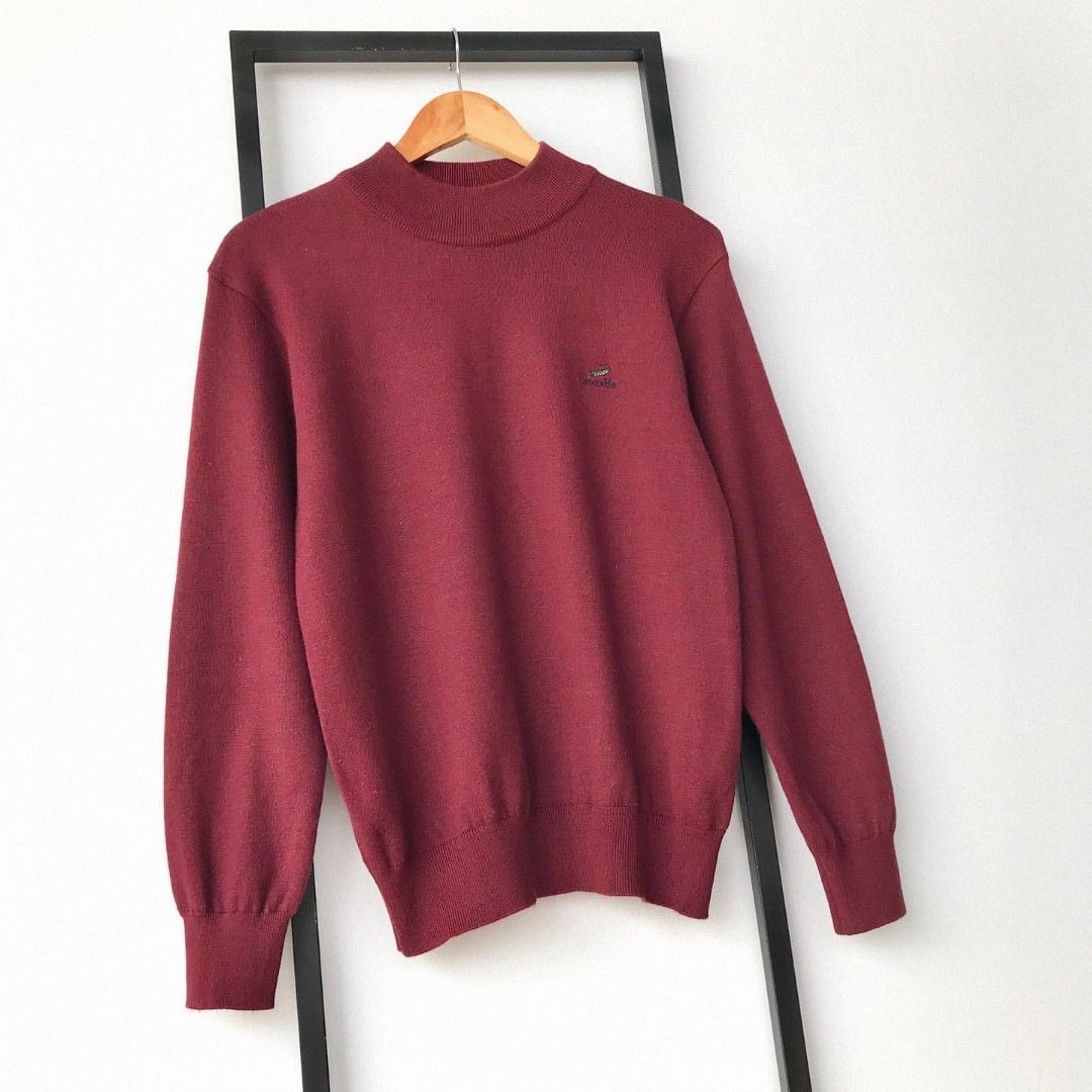Sweater CROCODILE Original Turtle Neck Red Wine Maroon Polos Preloved,  Fesyen Pria, Pakaian , Baju Luaran di Carousell