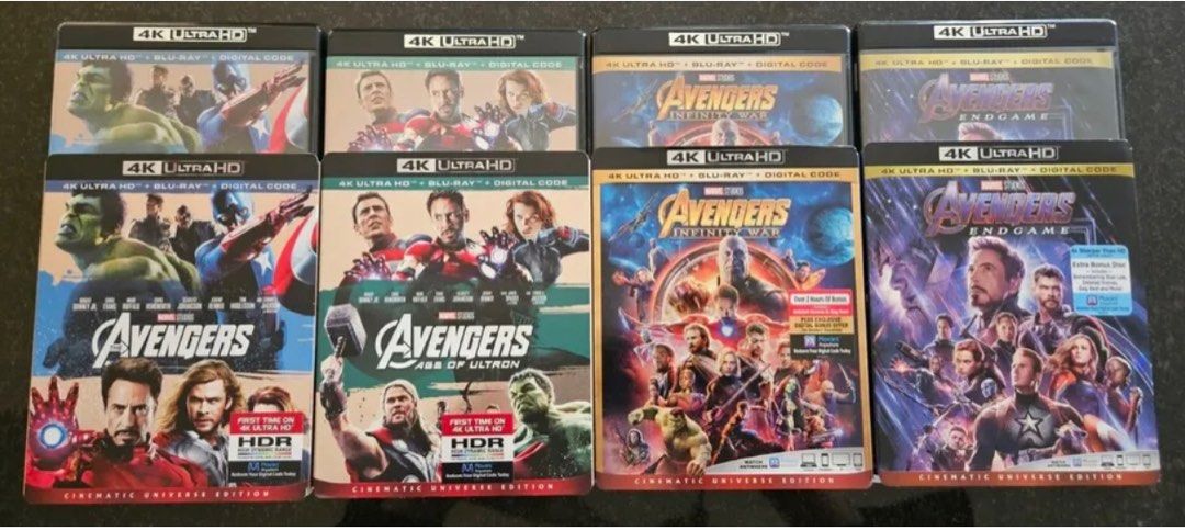 Movie　The　on　Avengers　slipcovers,　HTF/OOP　Music　DVDs　4K　Collection　UHD/BR　CDs　Media,　with　Toys,　Hobbies　Carousell