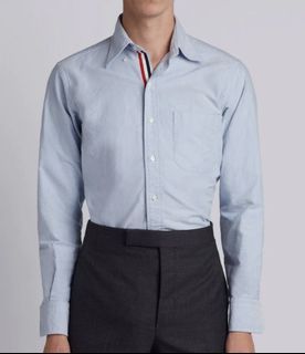 Thom Browne Oxford Grosgrain Placket Button Down Shirt