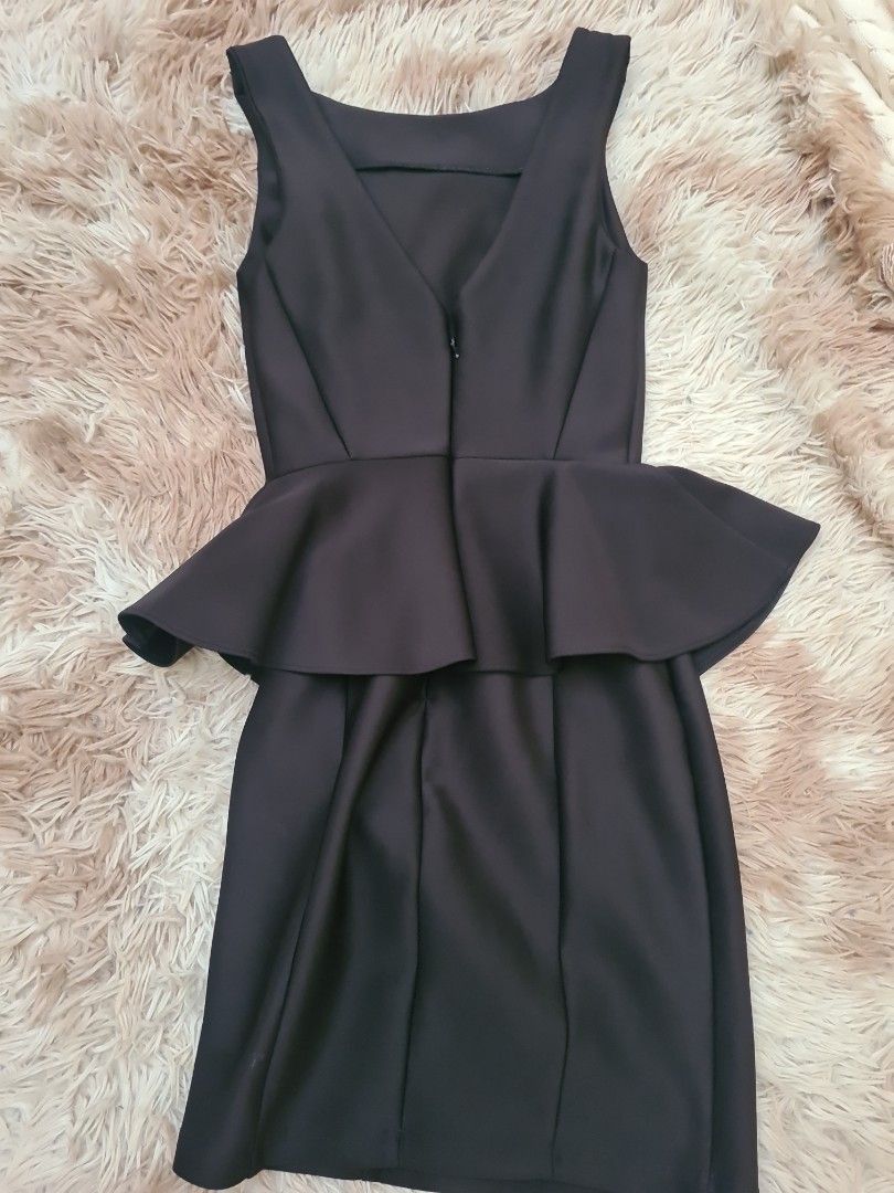 Topshop black bodycon peplum work dress Mid Year sale