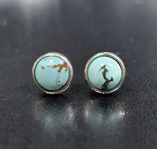 Turquoise Stone Round Earrings