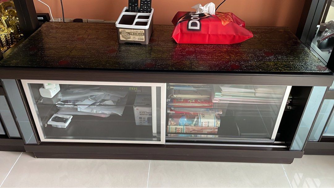 TV console with 2 glass display Furniture & Home Living