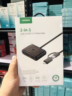 💯UGREEN 4-Port USB 3.0 Hub with USB-C OTG Port Black CR113 40850