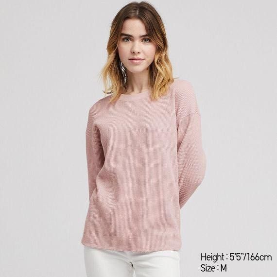 Uniqlo waffle crew neck long sleeve discount