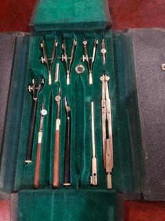 Vintage Drafting Engineering Architecture Set with French Curve and Metal Protractor