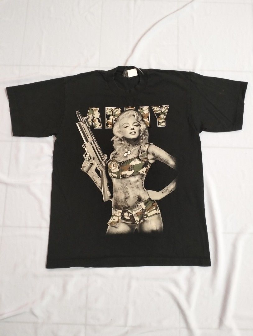 Vintage Marilyn Monroe Army Tshirt 90s Sexy Vampire Hawaii Madonna Camo OP Ocean Pacific Oakley Hurley Raiders Harley Guam Mickey