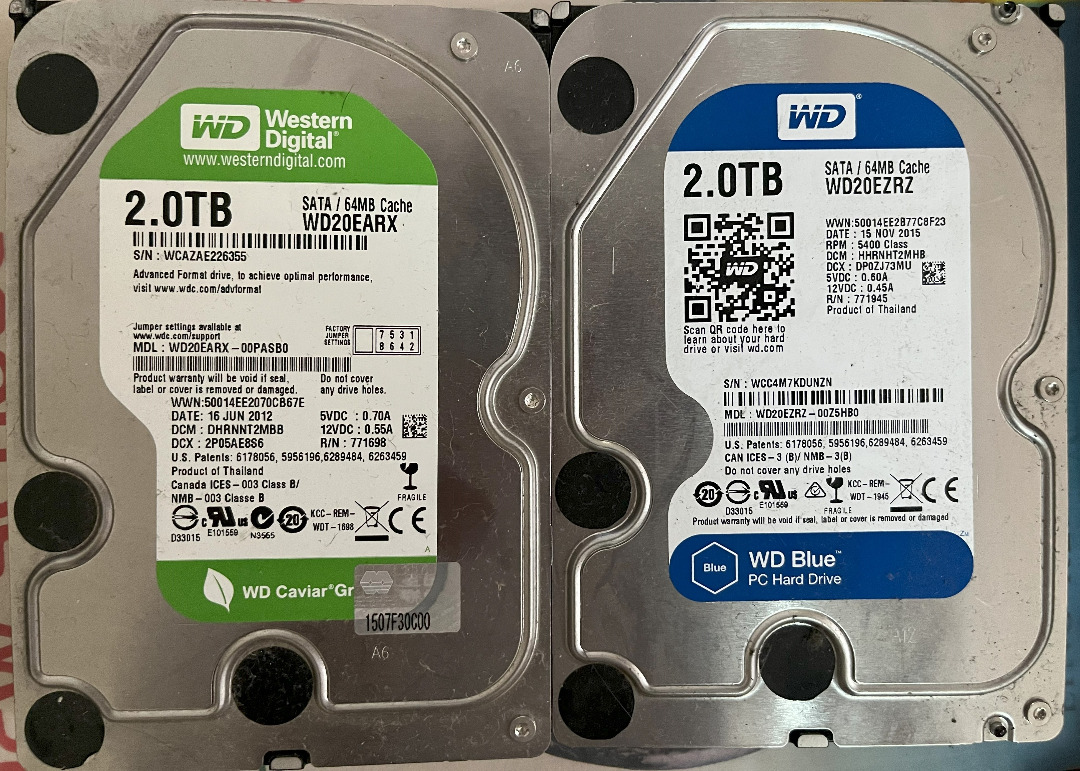 WD 2TB HDD x 2 (不散賣), 電腦＆科技, 電腦周邊及配件, 硬碟及儲存器