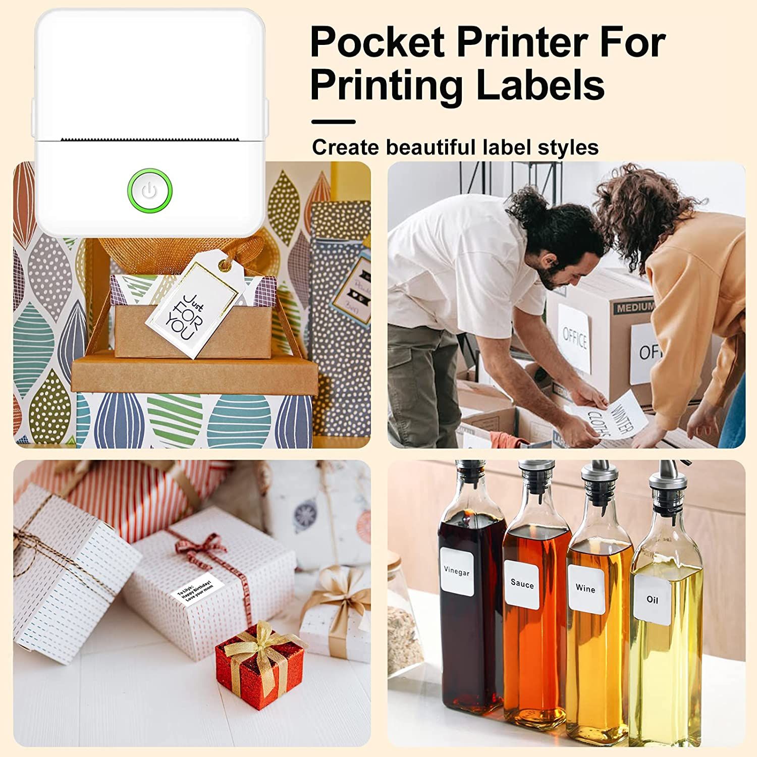 Weiei Mini Pocket Sticker Printer, Portable Bluetooth Mini Printer ...