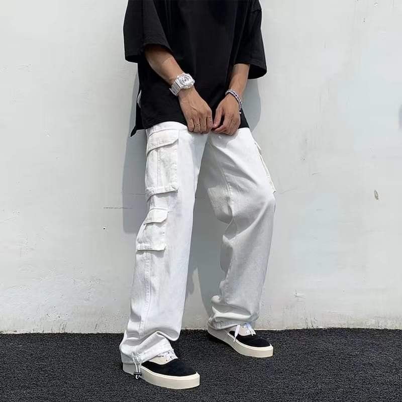 YZRDY Men Patchwork Baggy Jeans Pants Mens Japanese Streetwear Denim  Trousers Male Jeans (Color : White, Size : L.) : Amazon.co.uk: Fashion
