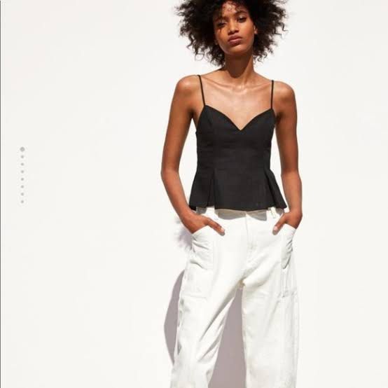 Zara Black Linen Peplum Top Women s Fashion Tops Sleeveless on