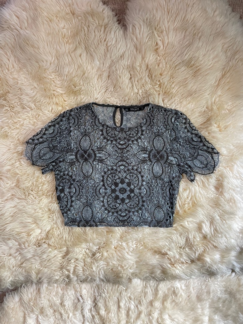 Zara embroidered eyelet top on Carousell