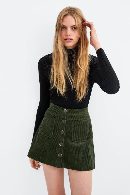 Zara green corduroy skirt Women s Fashion Bottoms Skirts on