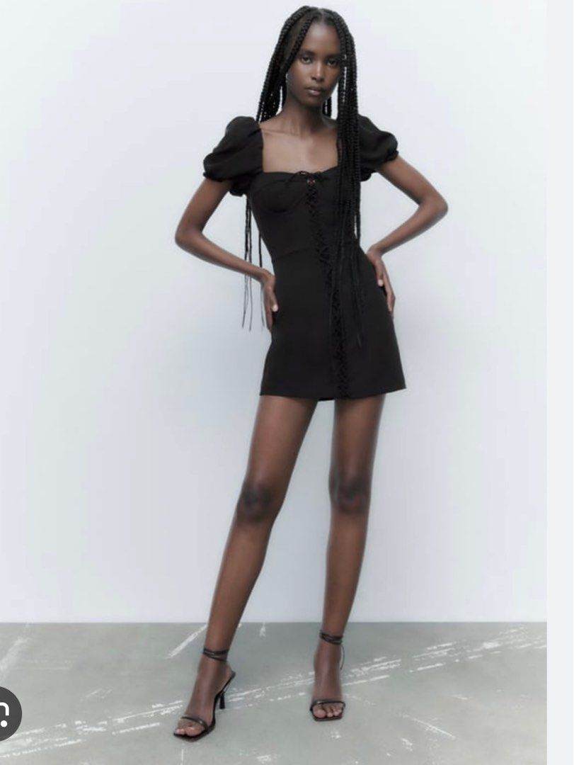 knee length dresses for ladies Zara Black Flare Mini Dress Black / M main image 1