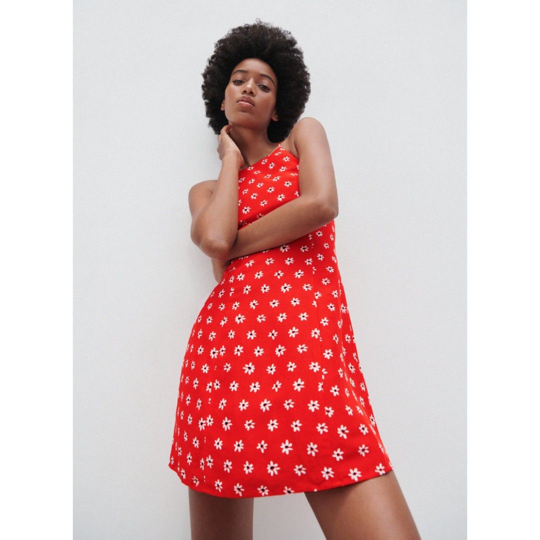 Zara red and white polka best sale dot dress