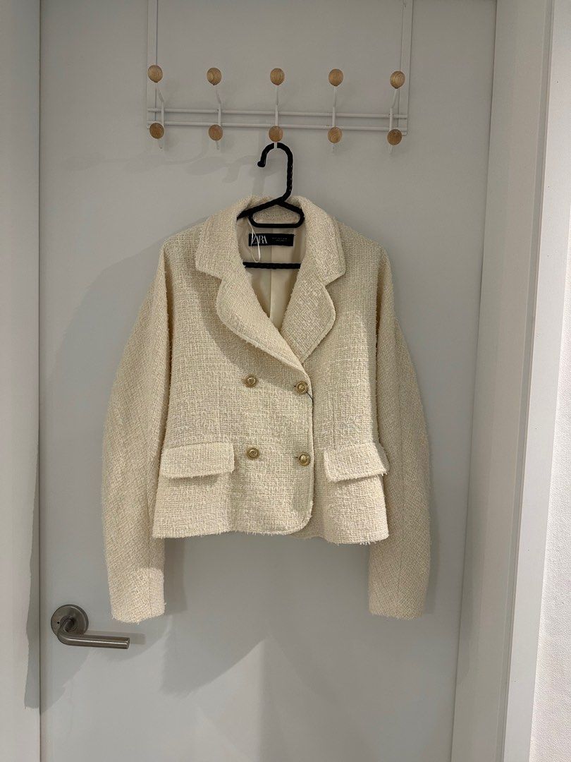 White tweed jacket new arrivals zara