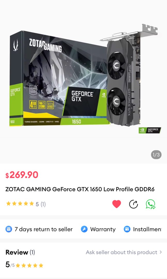 Zotac geforce gtx hotsell 1650 low profile 4gb