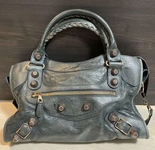 Balenciaga Anthracite Lambskin Giant Part Time Bag - Yoogi's Closet